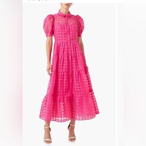 ENGLISH FACTORY ~ Gridded Organza Tiered Maxi Dress